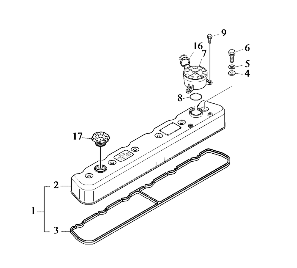 Engine Group - Cylinder Head Cover Diagram and Parts List for 080087-00  Briggs and Stratton Generator